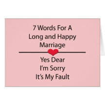 Sept mots pour un long et heureux mariage cartes de vœux