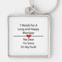 Sept mots pour un long et heureux mariage porte-clé