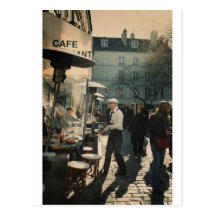 serveur français de café carte postale