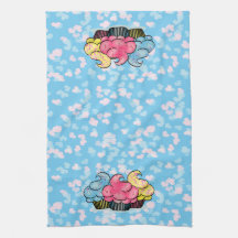Serviette de cuisine bleue avec des petits gâteaux serviette éponge