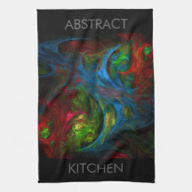 Serviette de cuisine bleue d'art abstrait de genès serviette pour les mains