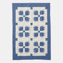 Serviette de cuisine bleue d'impression d'édredon serviettes pour les mains