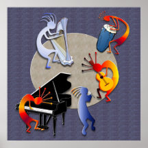 Session éclairée par la lune de jazz posters