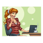 Sexy Roodharige op de Computer van Internet door A Wenskaarten