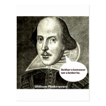 Shakespeare-citation ; Ni un emprunteur ni un prêt Cartes Postales