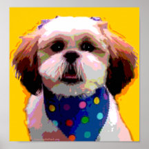 Shih Tzu in de Druk van het Canvas Polkadots Posters