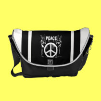 Signes de paix et égouttements de peinture de pein sacs messenger