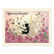Silhouette and Roses Invitations Personnalisées