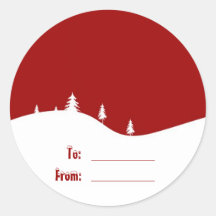 Silhouette d'abrégé sur Noël rouge et blanc Adhésif Rond