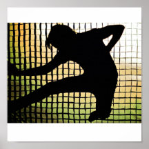 silhouette de saut de petit pain de la roche n posters
