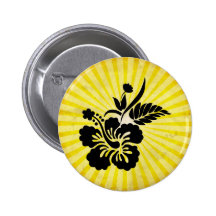 Silhouette hawaïenne de fleurs badge avec épingle