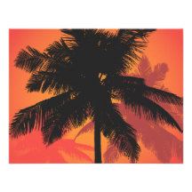 Silhouettes de coucher du soleil de palmiers invitations personnalisées