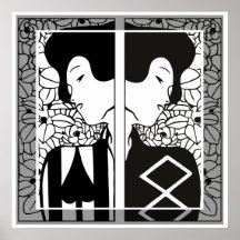 Silhouettes noires et blanches de nouveau d'art posters