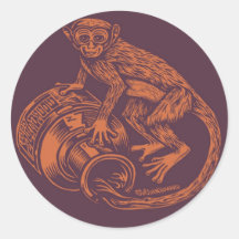 Singe Brown/autocollant orange