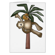 Singe dans le bananier carte de vœux