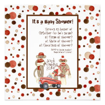 Singe de chaussette, invitation de baby shower de 