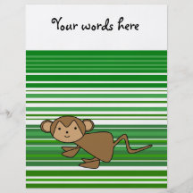 Singe mignon sur les rayures vertes et blanches prospectus avec motif