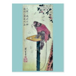 Singe sur des fleurs de cerisier par Ando, Hiroshi Cartes Postales