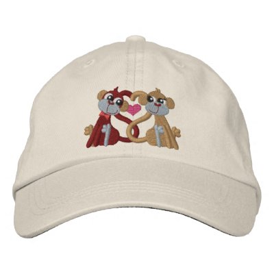 Singes d'amour chapeaux brodés