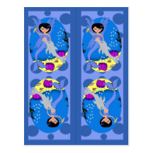Sirène et signets bleus de Merfaery Cartes Postales