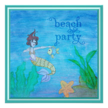 Sirène tropicale de partie de plage invitations