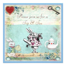 Sirotez et voyez l'Alice dans le baby shower du pa Invitations Personnalisées