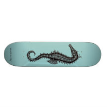 Skateboard van de de tekeningskunst van Seahorse h