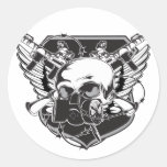 skullgasmask autocollant rond