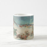 Sleigh vintage et le renne de Père Noël Tasses À Café