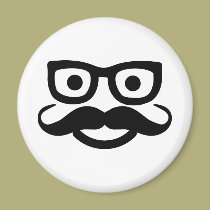 smiley de moustache en verre magnets