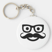 smiley de moustache en verre porte-clefs