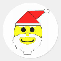 Smiley de Père Noël Autocollant Rond