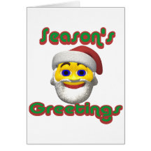 Smilie jaune de père Noël avec des salutations de  Carte De Vœux