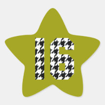 Snoepje Zestien Druk Houndstooth Stervormige Stickers