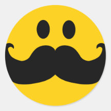 Snor Smiley (Klantgerichte kleur als achtergrond) Ronde Sticker
