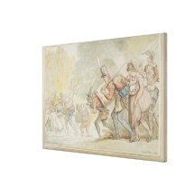 Soldats en mars 1805 (stylo et encre et watercolo toile tendue