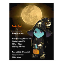 Sorcière de Lil dans l'invitation noire de Hallowe