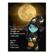Sorcière de Lil dans un noir et une invitation de 