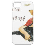 Sorcière d'enfant de Halloween avec le chat noir Coque iPhone 5 Case-Mate