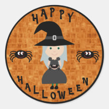 Sorcière et araignées mignonnes de Halloween Adhésifs