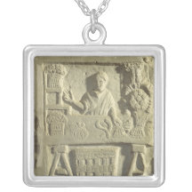 Soulagement dépeignant un vendeur de fleur et de l collier personnalisé