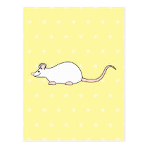 Souris de blanc d'animal familier. Fond jaune de p Cartes Postales