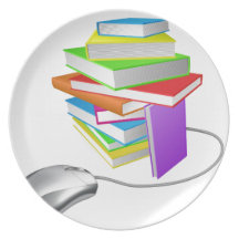 Souris d'ordinateur de pile de livre assiettes