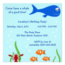 Sous la fête d'anniversaire des enfants de mer invitations