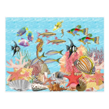 Sous la mer carte postale