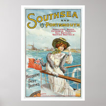 Southsea vintage, annonce de voyage de Portsmouth Poster