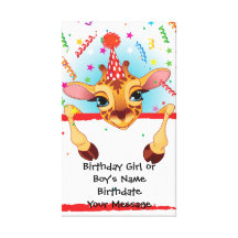Souvenir d'anniversaire de girafe toiles tendues