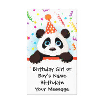 Souvenir d'anniversaire de panda impressions sur toile