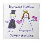 Souvenir mignon de mariage d'art d'enfants carreaux en céramique