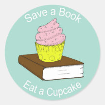 Sparen een Boek eet een Cupcake - Sticker